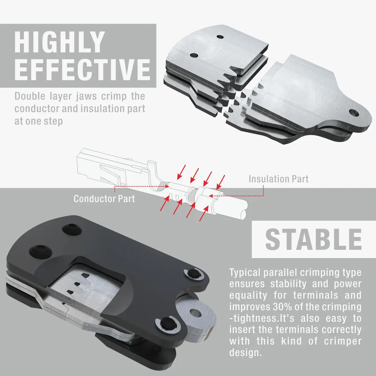 Wekesigo Micro Connector Pin Crimping Tool 0.03-0.52mm² | Ratcheting Crimper for Molex, JST, JAE open barrel terminals - view 3