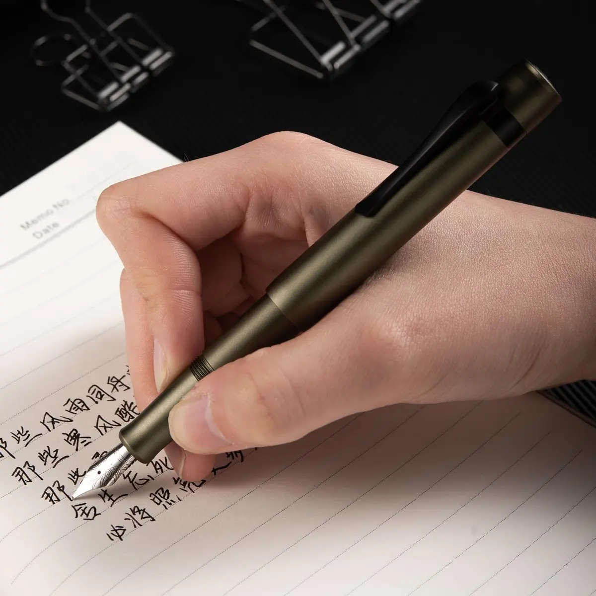 Hongdian M2 Black Forest Mini Fountain Pen Army Green 105mm (4.13 inches) | Smooth Ink Flow Writing Instrument - view 7