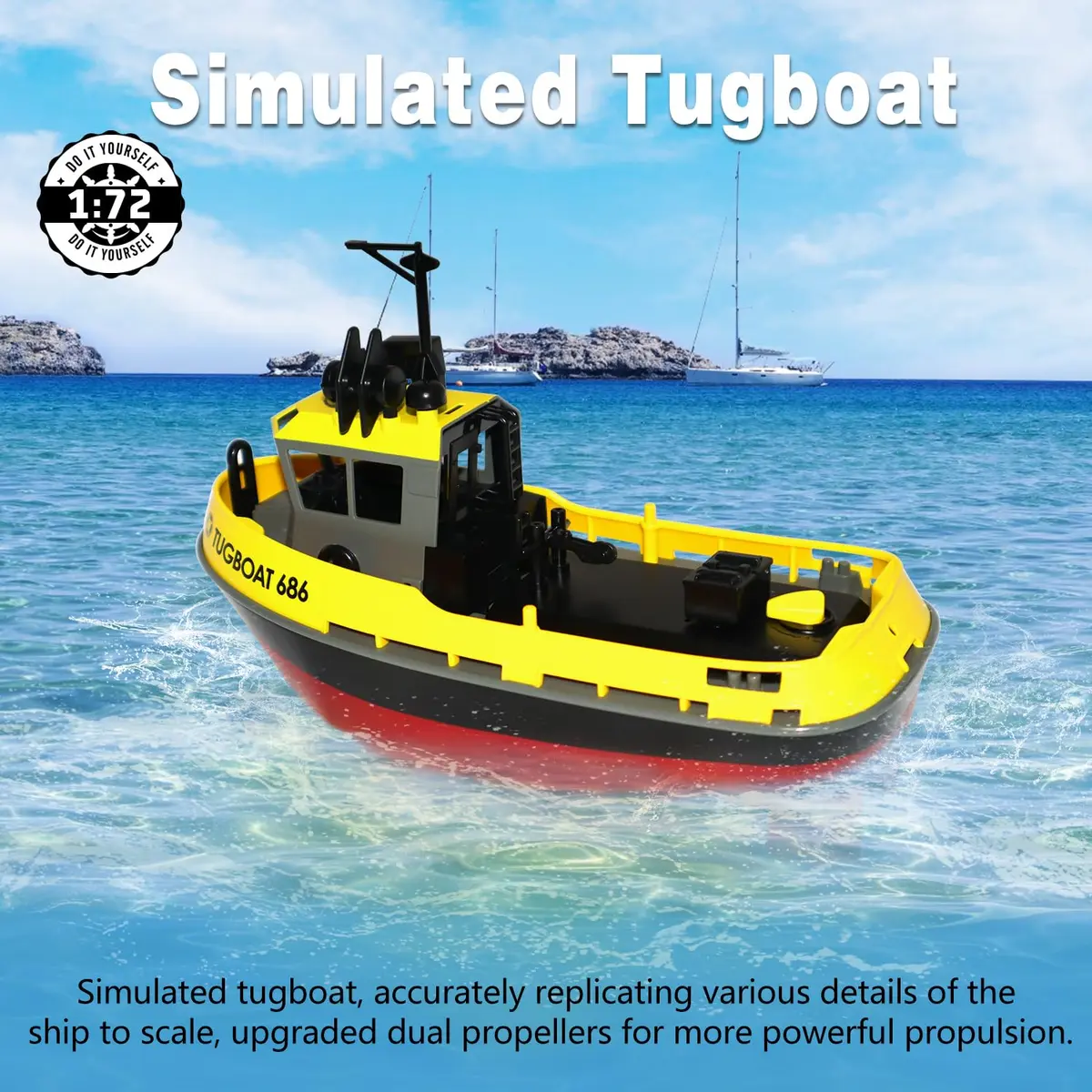 Losbenco RC Boat 1/72 Scale | High-Speed Remote Control Tugboat with 40 Mins Play - view 6