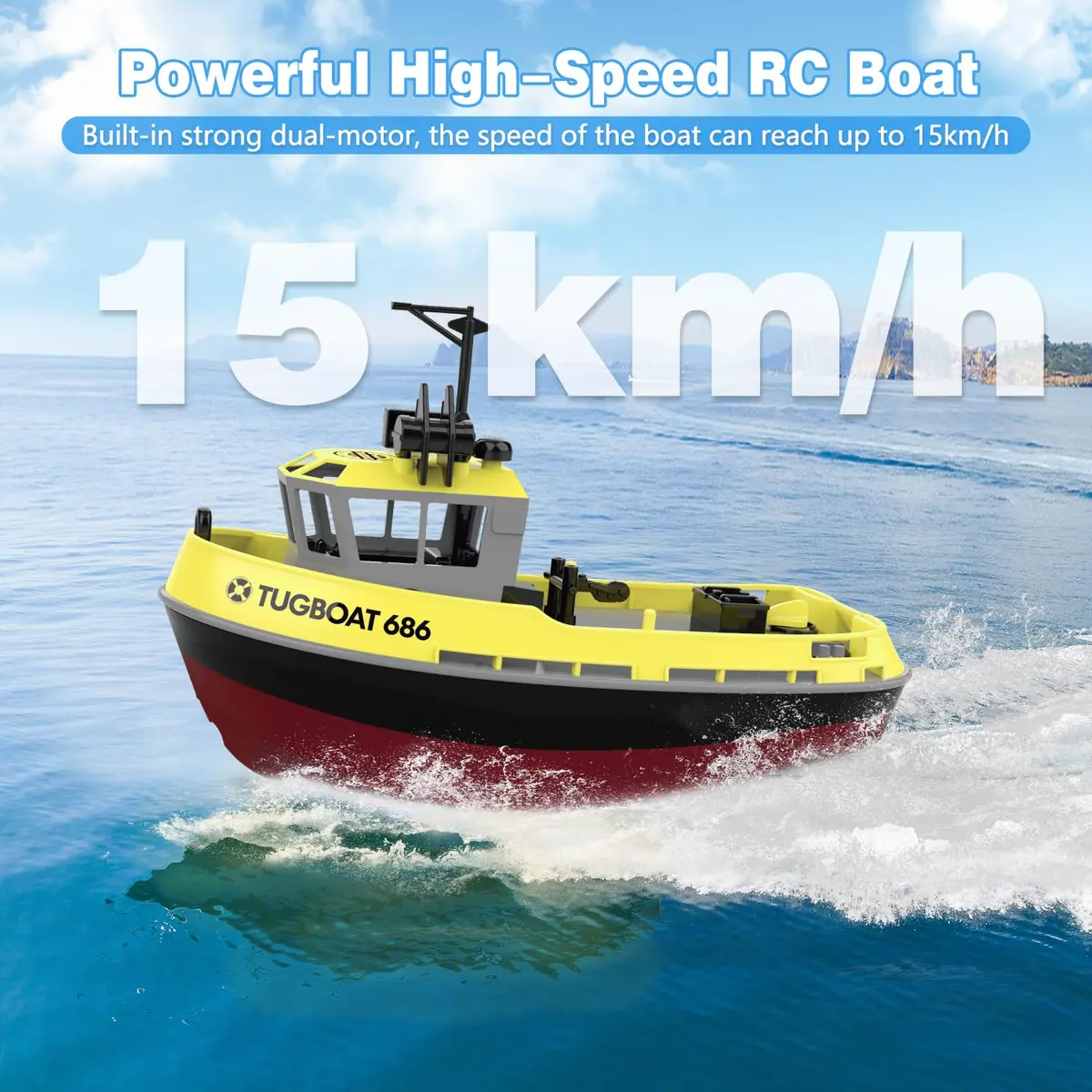 Losbenco RC Boat 1/72 Scale | High-Speed Remote Control Tugboat with 40 Mins Play - view 2