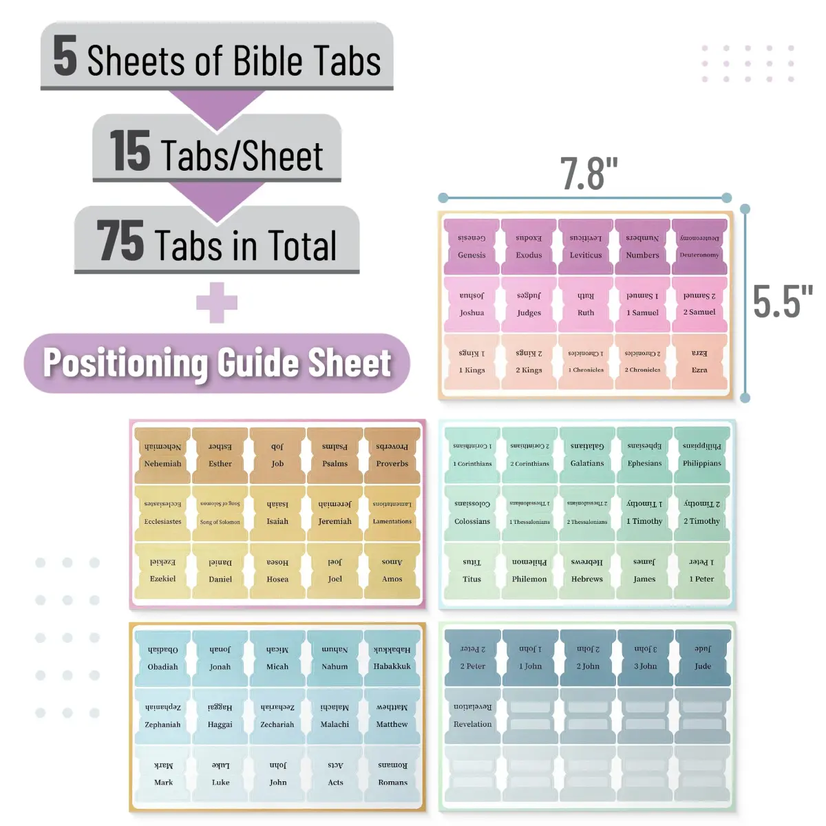 Mr. Pen Pastel Bible Tabs 75 Tabs | Laminated Bible Index Tabs for Study Bible, Women & Men - view 2