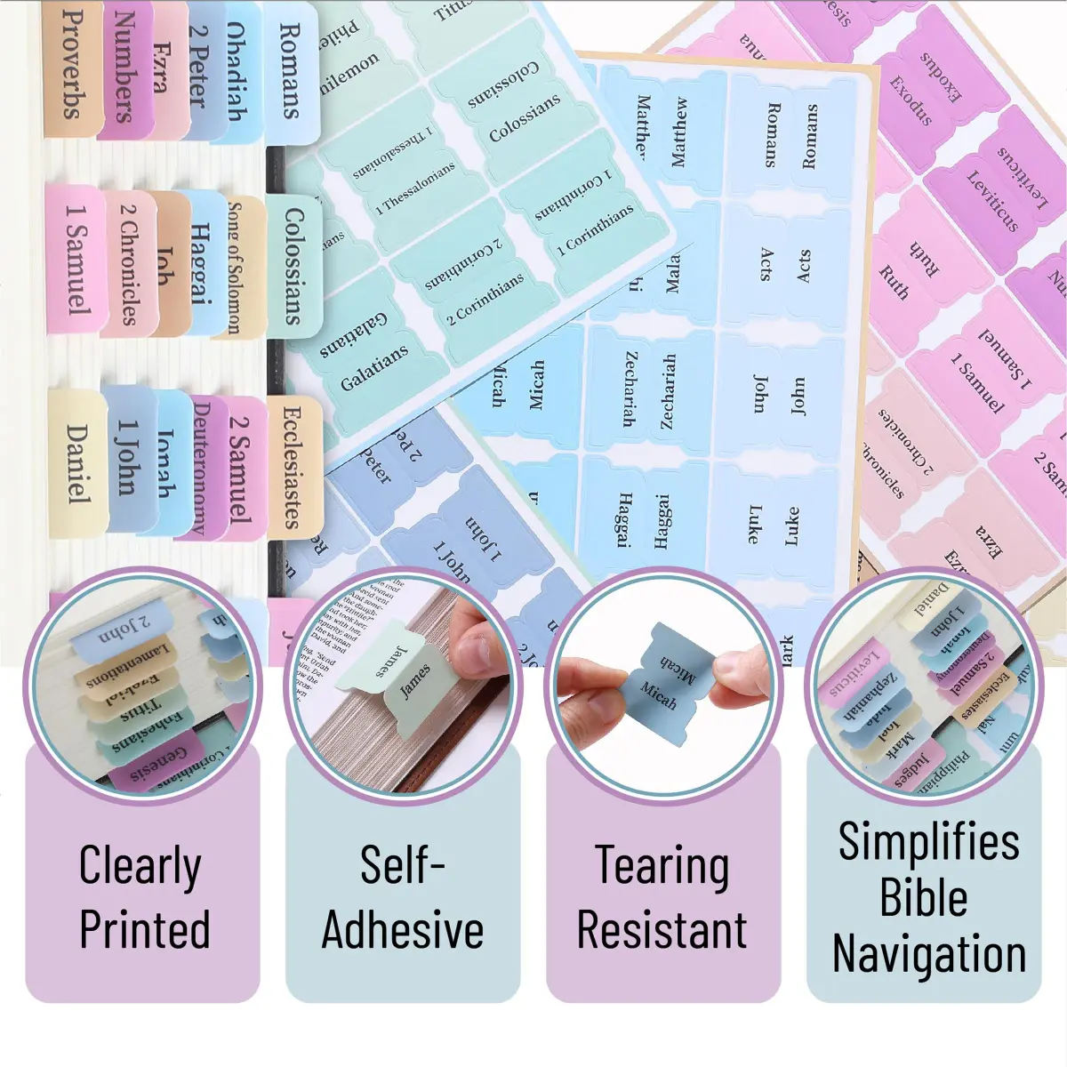 Mr. Pen Pastel Bible Tabs 75 Tabs | Laminated Bible Index Tabs for Study Bible, Women & Men - view 5