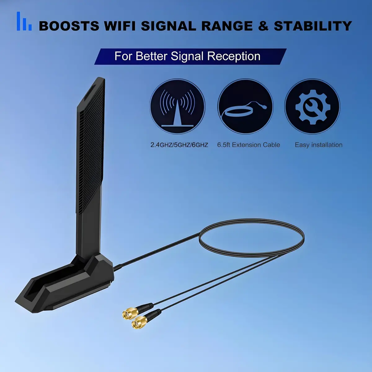 Slinkdsco WiFi 6E Tri-Band Antenna 6GHz 5.8GHz 2.4GHz | Omni-Directional Long Range Signal (115-120c) - view 5
