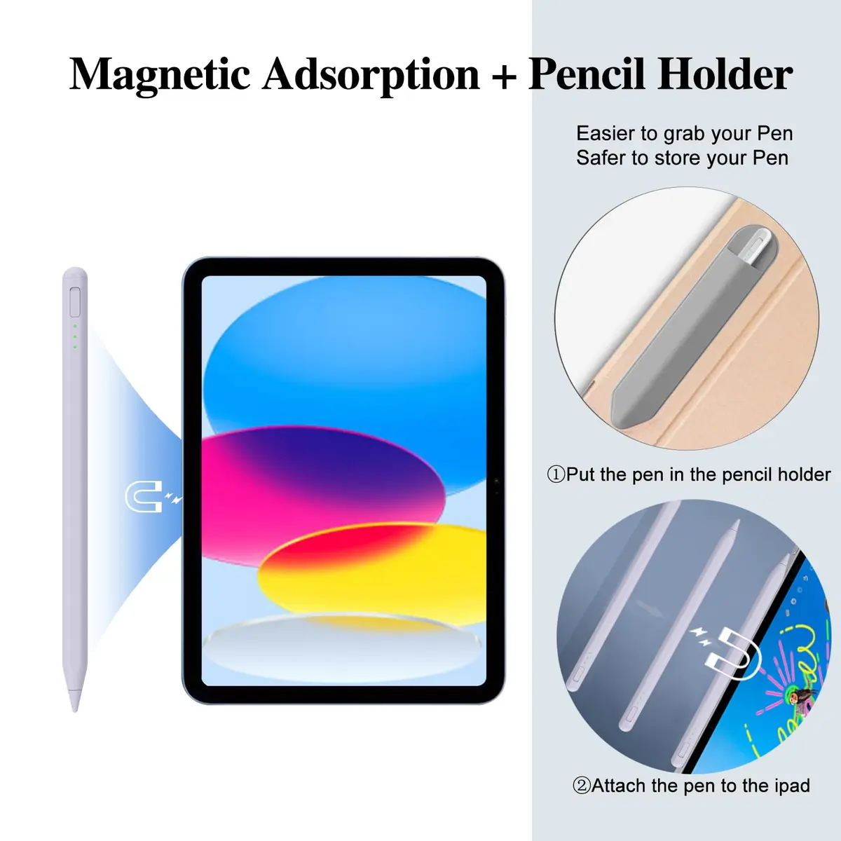 JvKzaen Stylus Pen for iPad 10th & 11th Gen | Fast Charge, Palm Rejection, Tilt Sensitivity (70-120 chars) - view 5