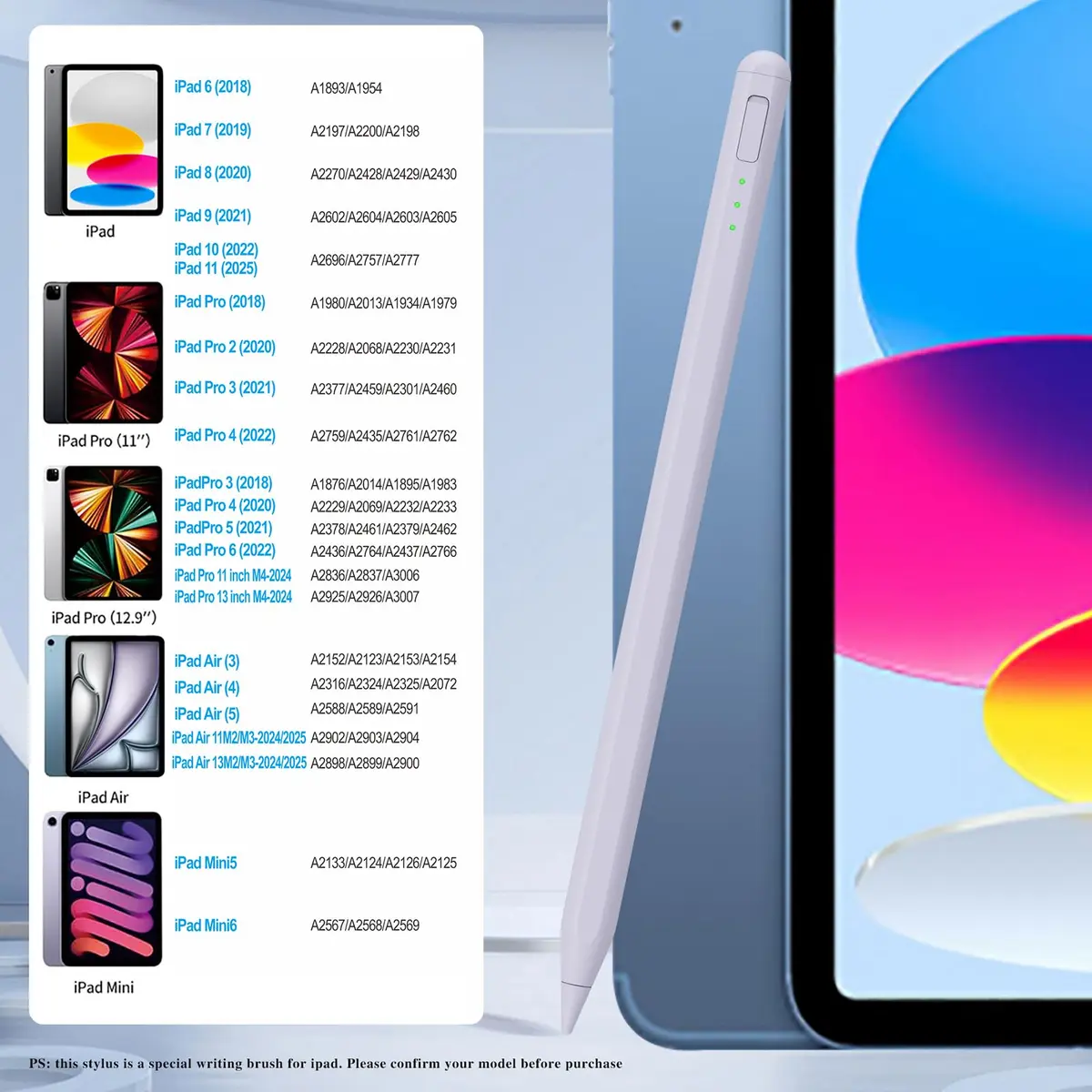 JvKzaen Stylus Pen for iPad 10th & 11th Gen | Fast Charge, Palm Rejection, Tilt Sensitivity (70-120 chars) - view 2