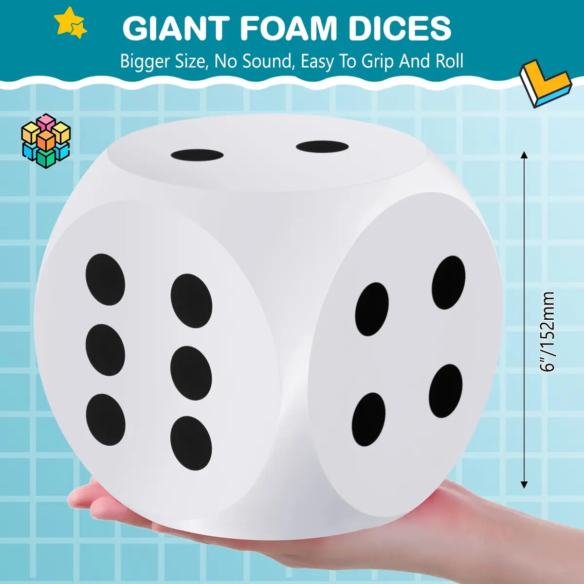 Shappy 6 Inch Foam Dice Jumbo Large Cube | Educational & Safe Play Tool - view 2