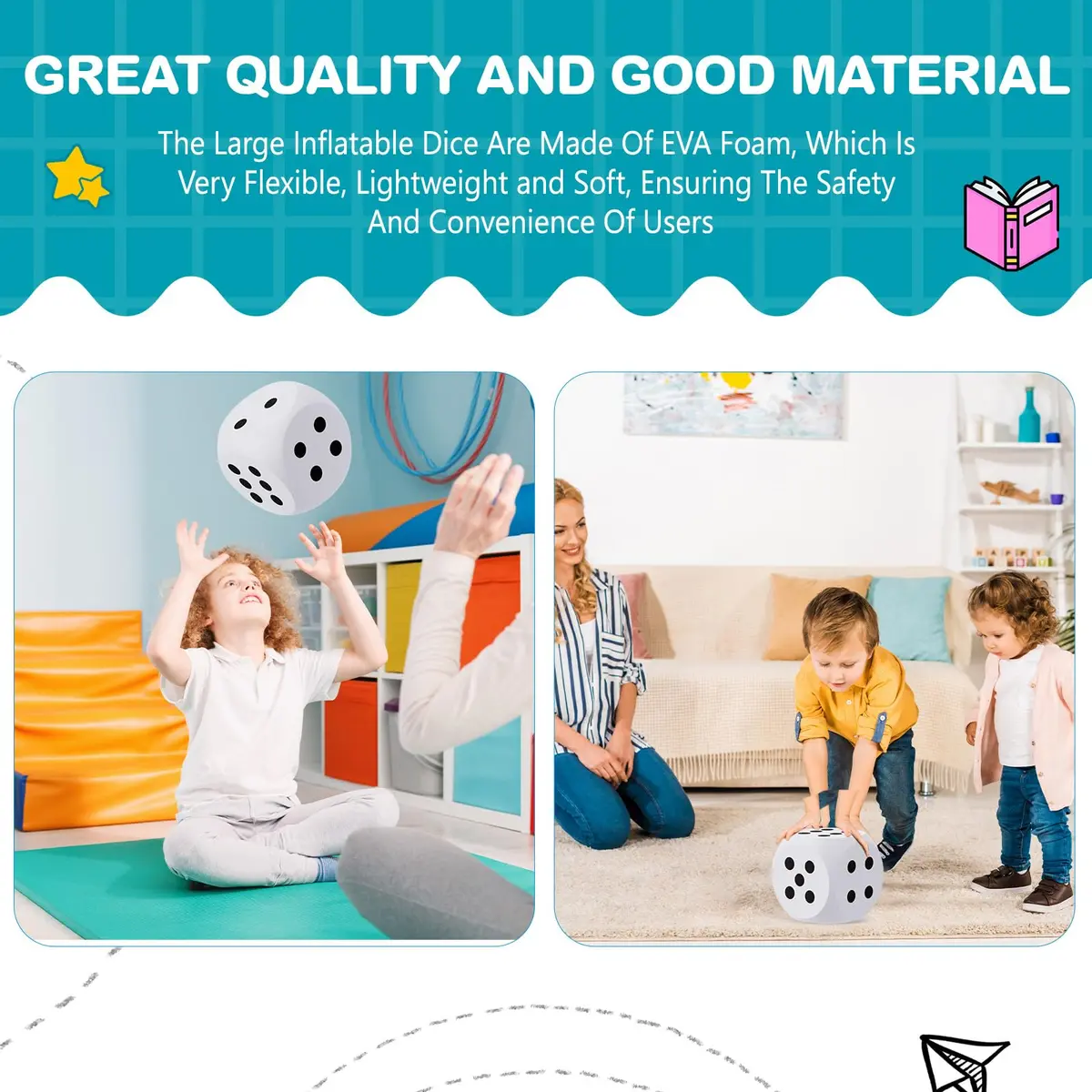 Shappy 6 Inch Foam Dice Jumbo Large Cube | Educational & Safe Play Tool - view 4
