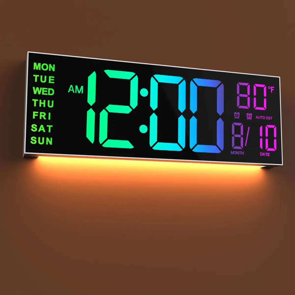 JALL 16 Inch Digital Wall Clock with White Shell, Jumbo Display, Date, Day, Temperature & Auto DST - main product image