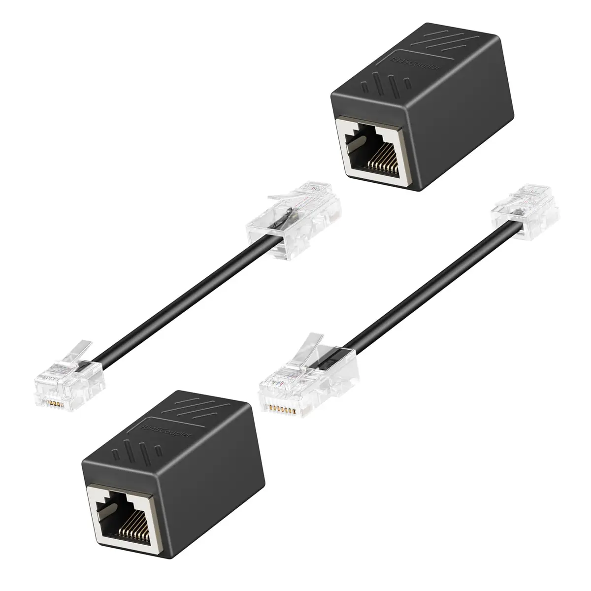 Awishwell RJ45 to RJ11 Adapter 2 Pack | Landline to Ethernet Converter in Black - main product image