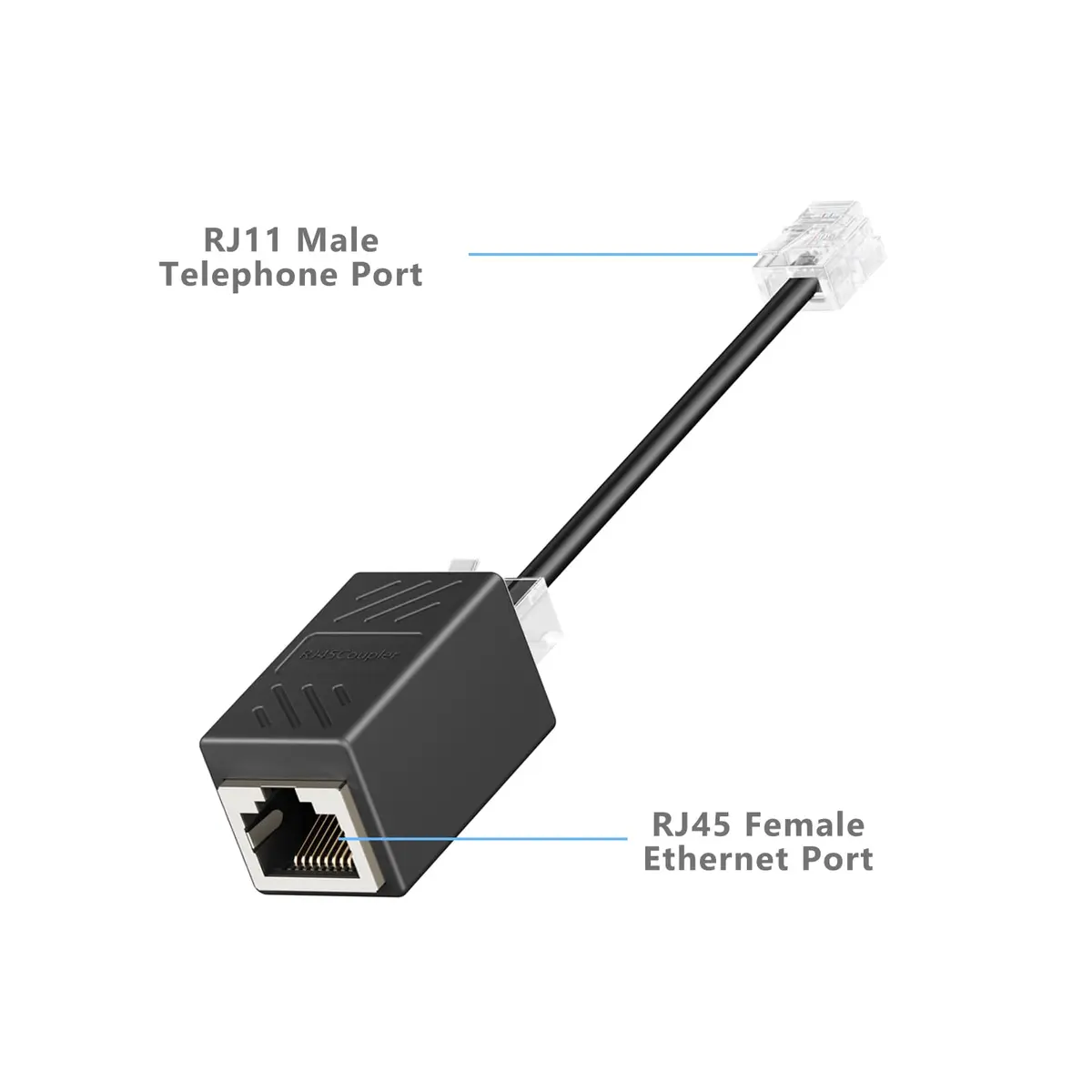 Awishwell RJ45 to RJ11 Adapter 2 Pack | Landline to Ethernet Converter in Black - view 5