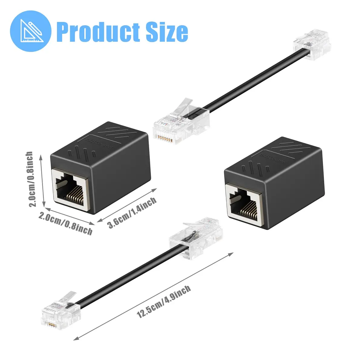 Awishwell RJ45 to RJ11 Adapter 2 Pack | Landline to Ethernet Converter in Black - view 6