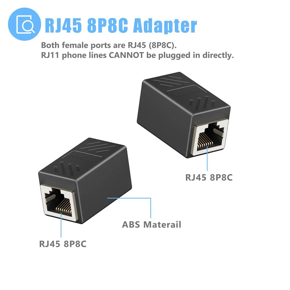 Awishwell RJ45 to RJ11 Adapter 2 Pack | Landline to Ethernet Converter in Black - view 2