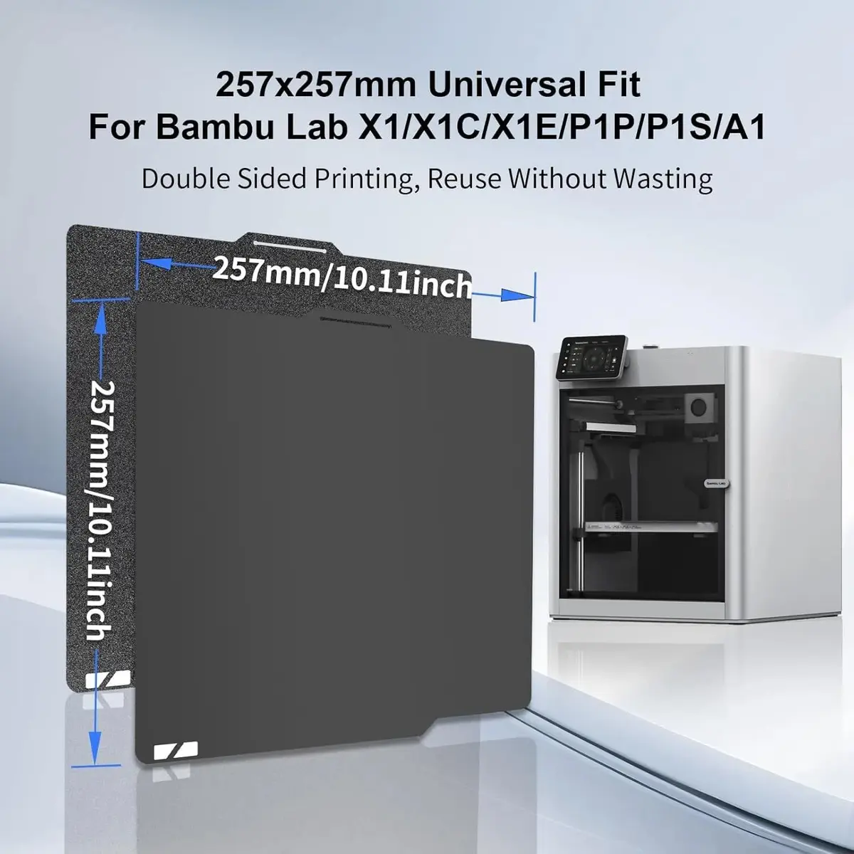 IdeaFormer-3D PEI Sheet for Bambu Lab 257x257mm | Smooth+Textured Build Plate for X2D/X1/X1C/X1E/P1P/P1S/P2S/A1 - view 6