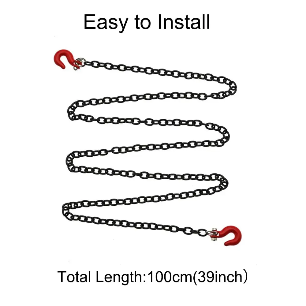 Albiuev Metal Trailer Chain with Tow Hook 100cm (39.3in) | RC Crawler Car Accessory - view 3