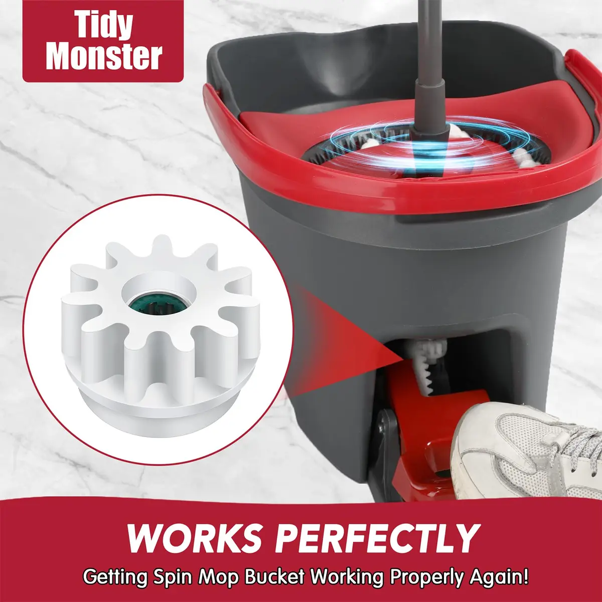 Tidy Monster Pedal Bearing Replacement for OCedar Mop Bucket 2 Pack | Easy Fix for Spin Mop System - view 7