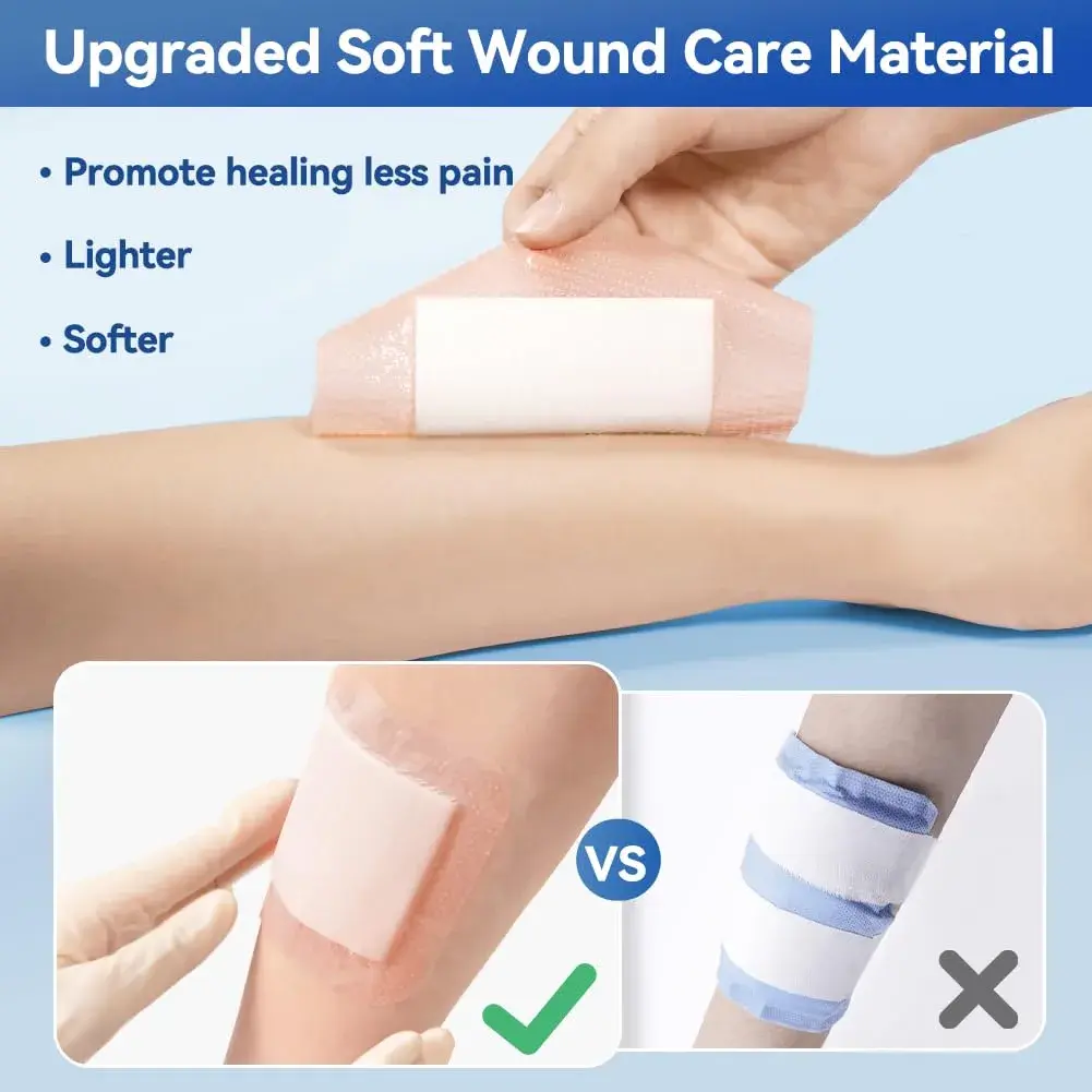 Dimora Silicone Super Absorbent Wound Dressings 5"x 5" (12.7cm x 12.7cm) 10 Count | Gentle Adhesive Bandages for Heavy Exudate Wound Care - view 4