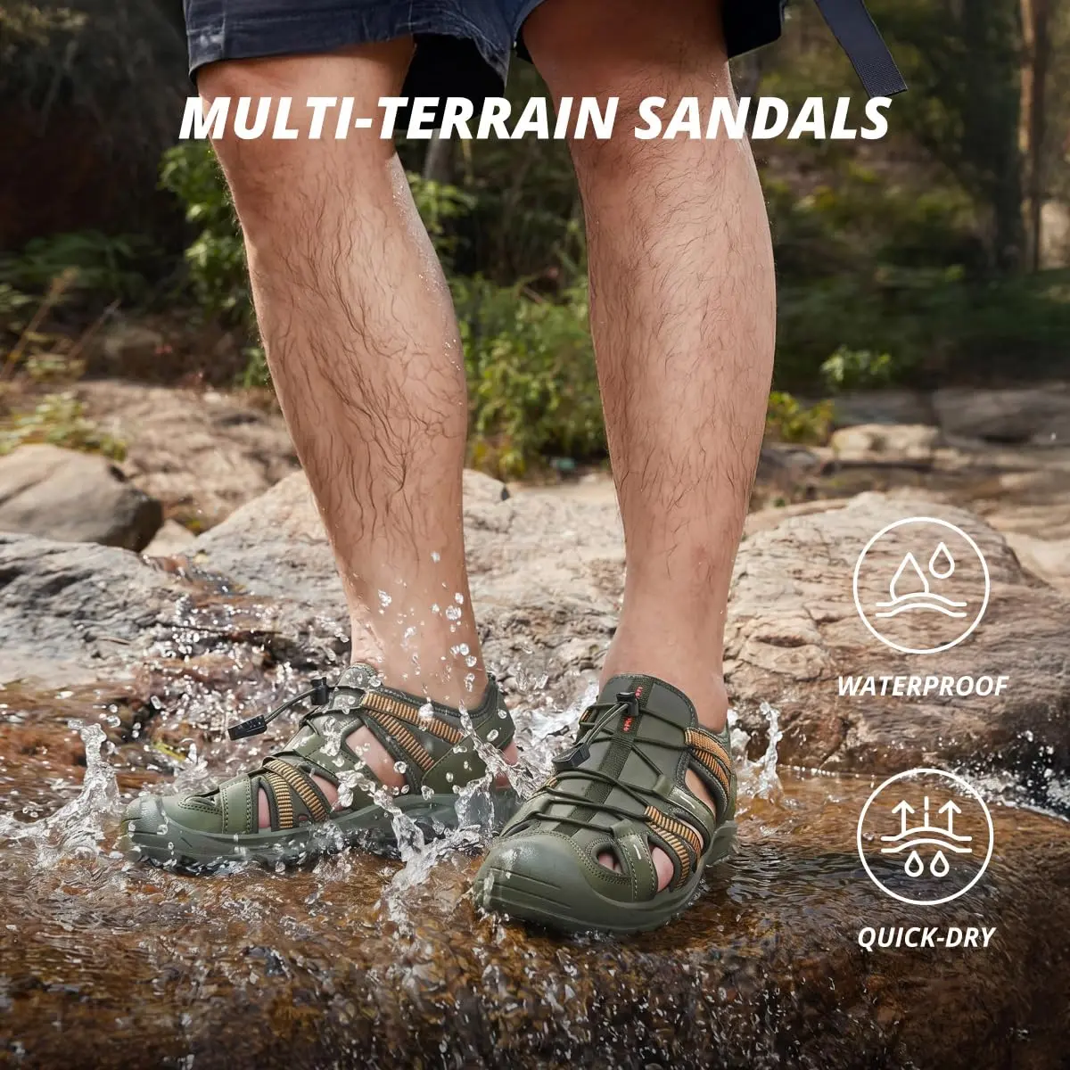 CAMEL CROWN Men's Waterproof Hiking Sandals 8.5 | Breathable & Anti-slip Outdoor Water Sandals - view 2