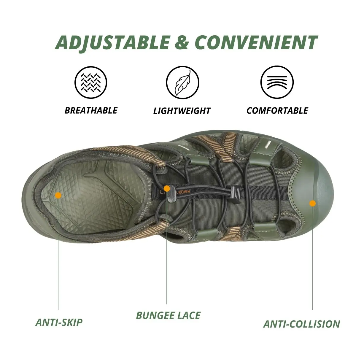 CAMEL CROWN Men's Waterproof Hiking Sandals 8.5 | Breathable & Anti-slip Outdoor Water Sandals - view 3
