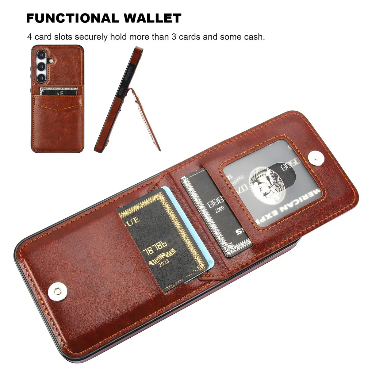 KIHUWEY Samsung Galaxy S24 Wallet Case with Credit Card Holder | Premium Leather Flip Cover with Kickstand & Full Protection - view 4