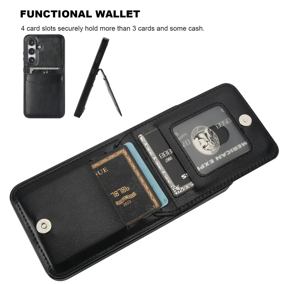 KIHUWEY Samsung Galaxy S24 Case Wallet with Credit Card Holder | Leather Flip Heavy Duty Cover - view 4