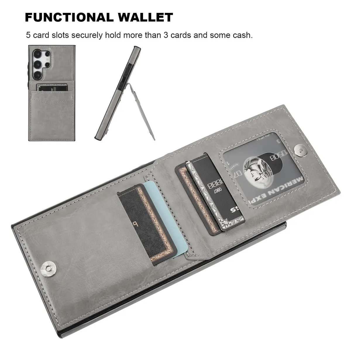 KIHUWEY Samsung Galaxy S24 Ultra Case Wallet with Credit Card Holder | Premium Leather Flip Cover with Kickstand & Full Protection - view 4