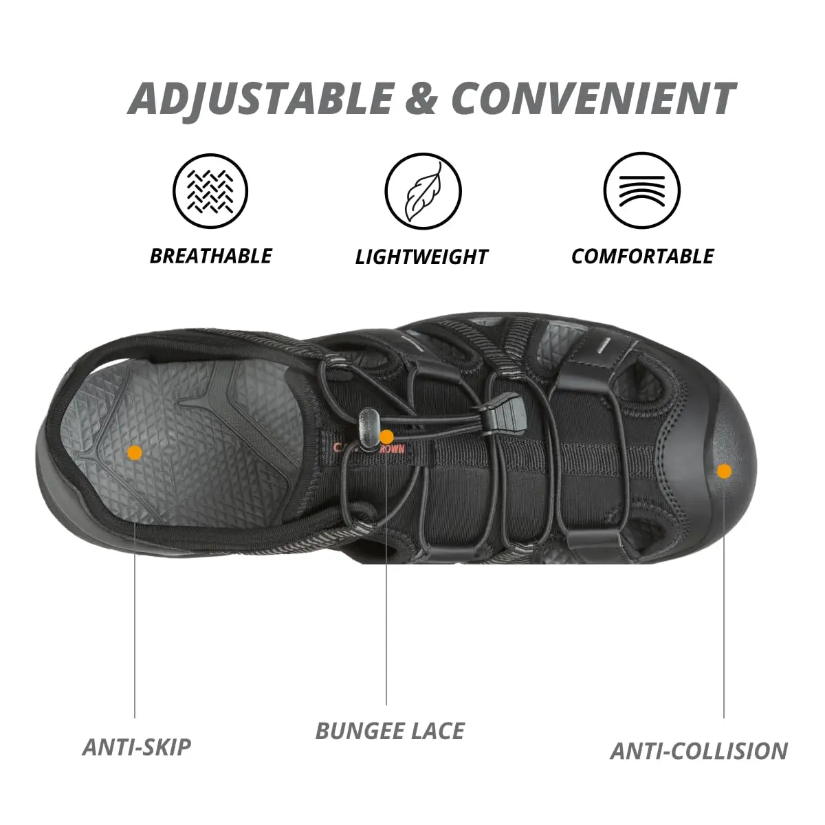 CAMEL CROWN Men's Waterproof Hiking Sandals Closed Toe Water Sandals Athletic Sport Sandal Summer Sandal Beach for Outdoor | Breathable & Durable - view 3