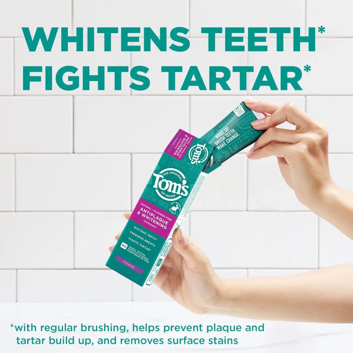 Tom's of Maine Antiplaque and Whitening Toothpaste Fennel 3 Pack 4.5 oz (127.5g) | Fluoride Free Natural Whitening - view 2