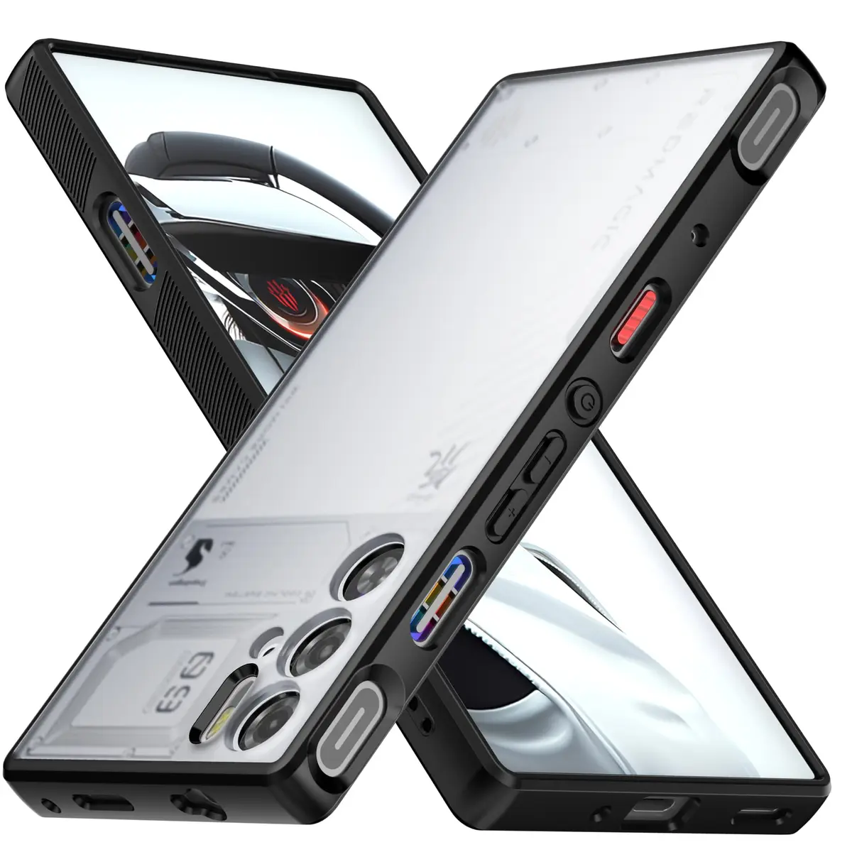 Foluu Slim Fit Case for ZTE Nubia Red Magic 9 Pro/9S Pro 16cm (6.7in) | Translucent Matte Hard PC Back & Soft TPU Bumper Protective Shockproof Case - Black - main product image