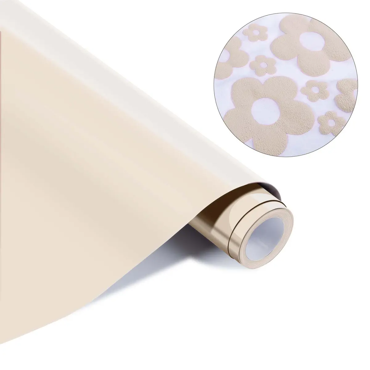 HTVRONT Puff Vinyl Heat Transfer, Beige, 10" x 6ft | 3D Fluffy Effect for Custom Designs - main product image