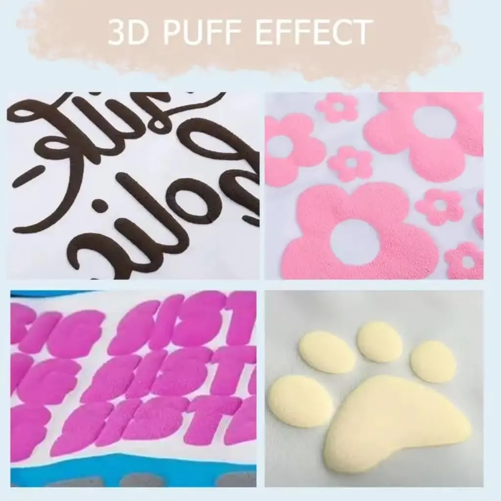 HTVRONT Puff Vinyl Heat Transfer, Beige, 10" x 6ft | 3D Fluffy Effect for Custom Designs - view 2