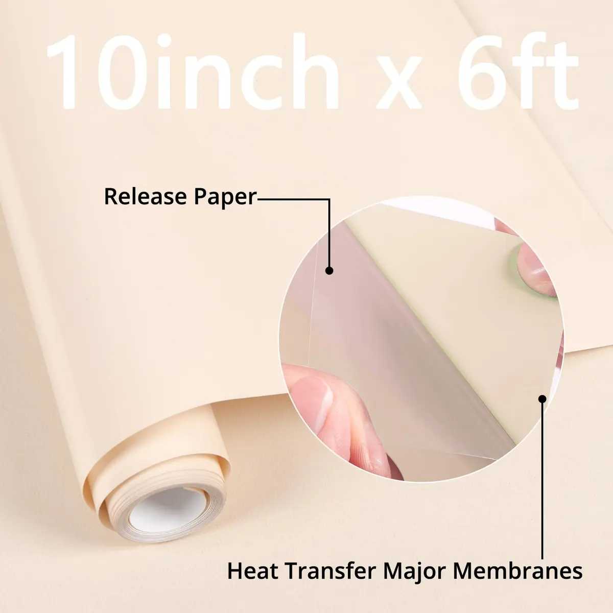 HTVRONT Puff Vinyl Heat Transfer, Beige, 10" x 6ft | 3D Fluffy Effect for Custom Designs - view 3