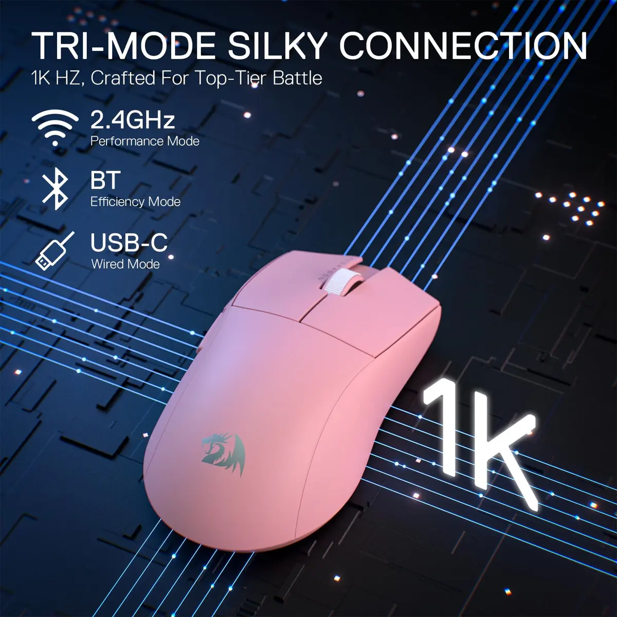 Redragon M916 Wireless Gaming Mouse 55G | 26K DPI, 5 Programmable Buttons, Ultra-Light, Ergonomic Design - view 2