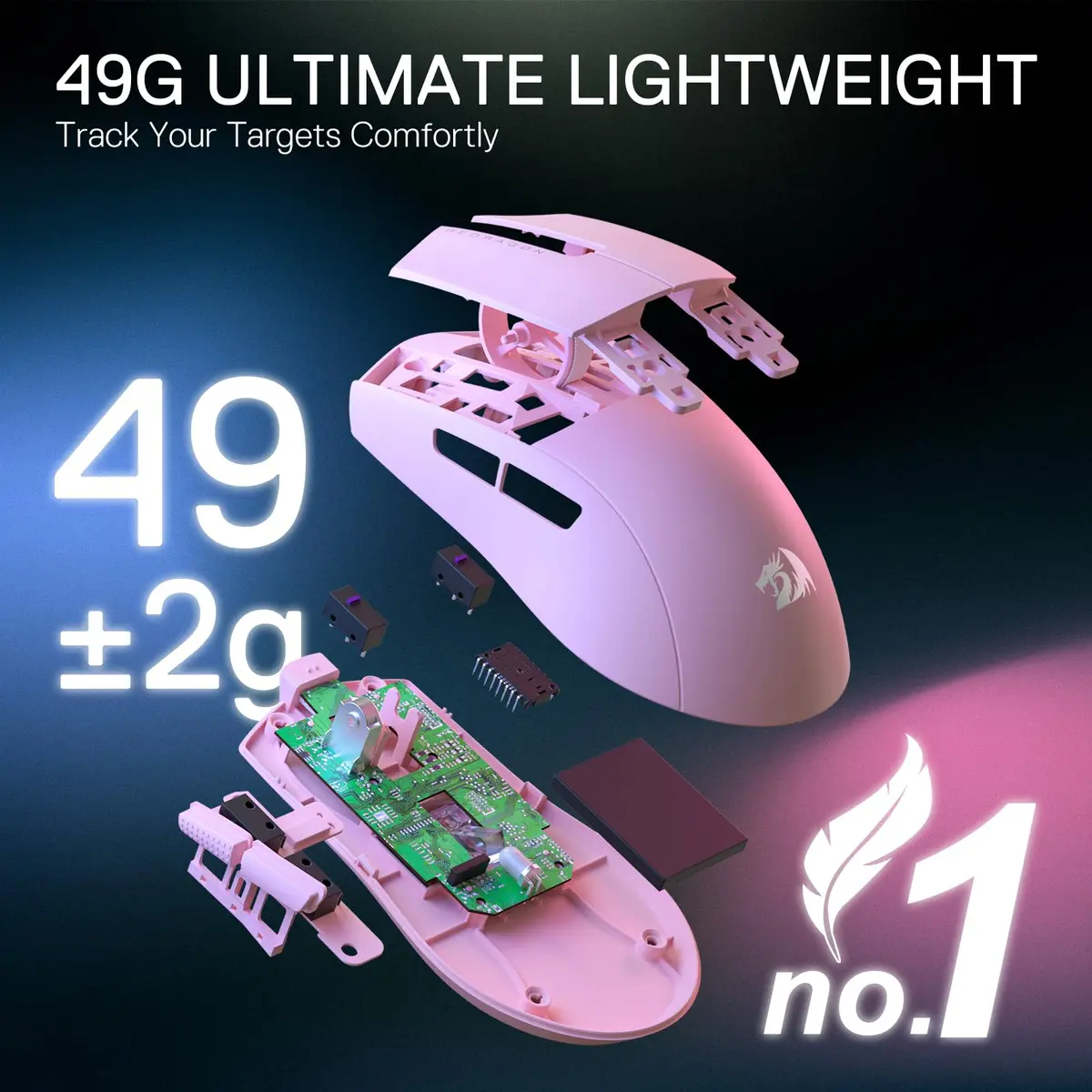 Redragon M916 Wireless Gaming Mouse 55G | 26K DPI, 5 Programmable Buttons, Ultra-Light, Ergonomic Design - view 3