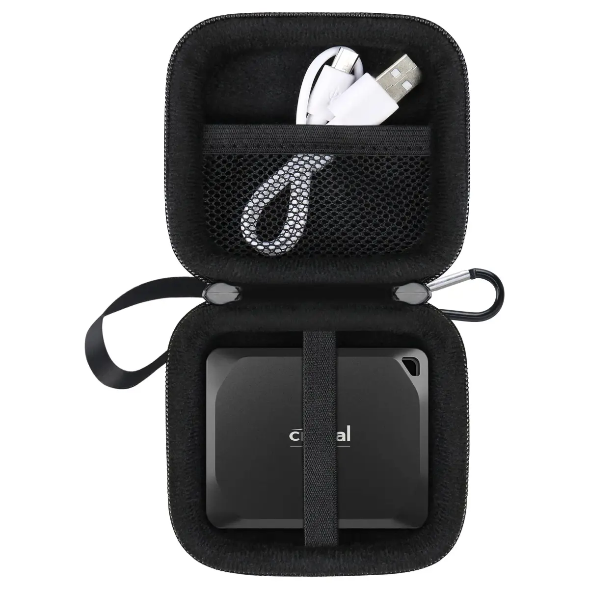 Lacdo Black Portable Hard Drive Case | Shockproof & Water-Repellent Storage for Crucial SSDs - main product image