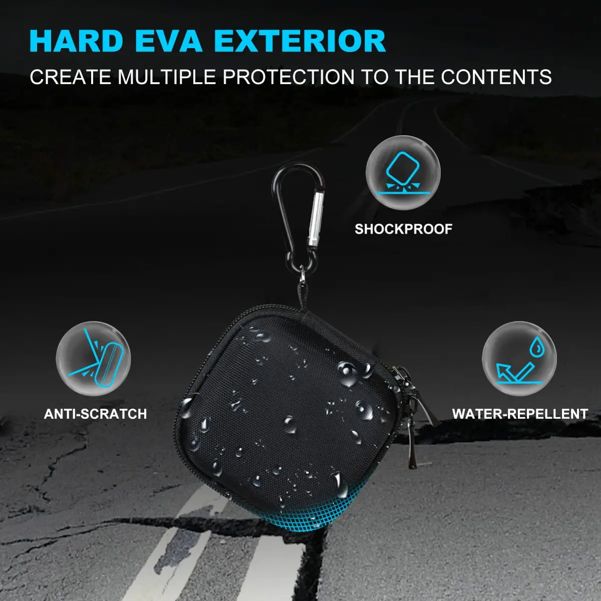 Lacdo Black Portable Hard Drive Case | Shockproof & Water-Repellent Storage for Crucial SSDs - view 3
