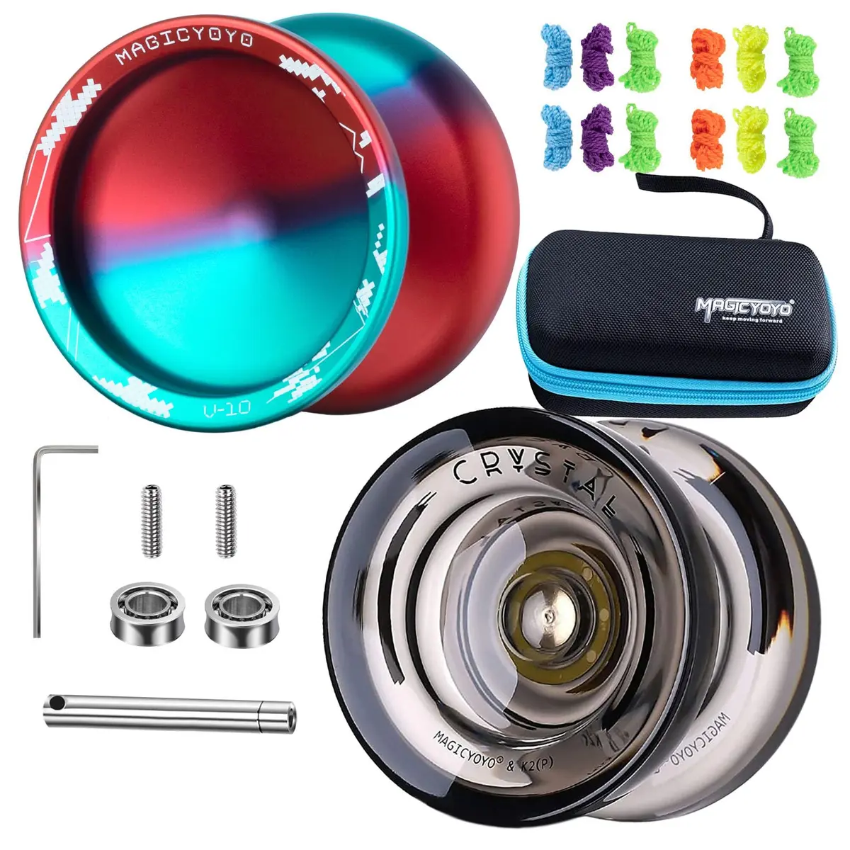 MAGICYOYO Pack of 2 Yo-yos | Responsive & Unresponsive Yoyo for Kids & Adults (Blue Red & Black) | Durable Plastic & Aluminum - main product image