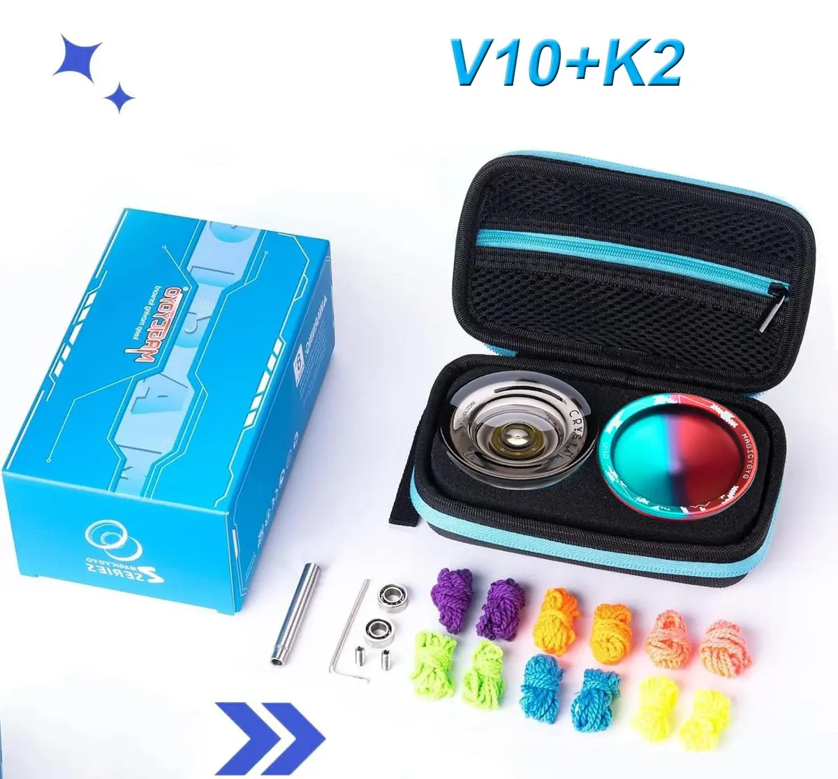 MAGICYOYO Pack of 2 Yo-yos | Responsive & Unresponsive Yoyo for Kids & Adults (Blue Red & Black) | Durable Plastic & Aluminum - view 6
