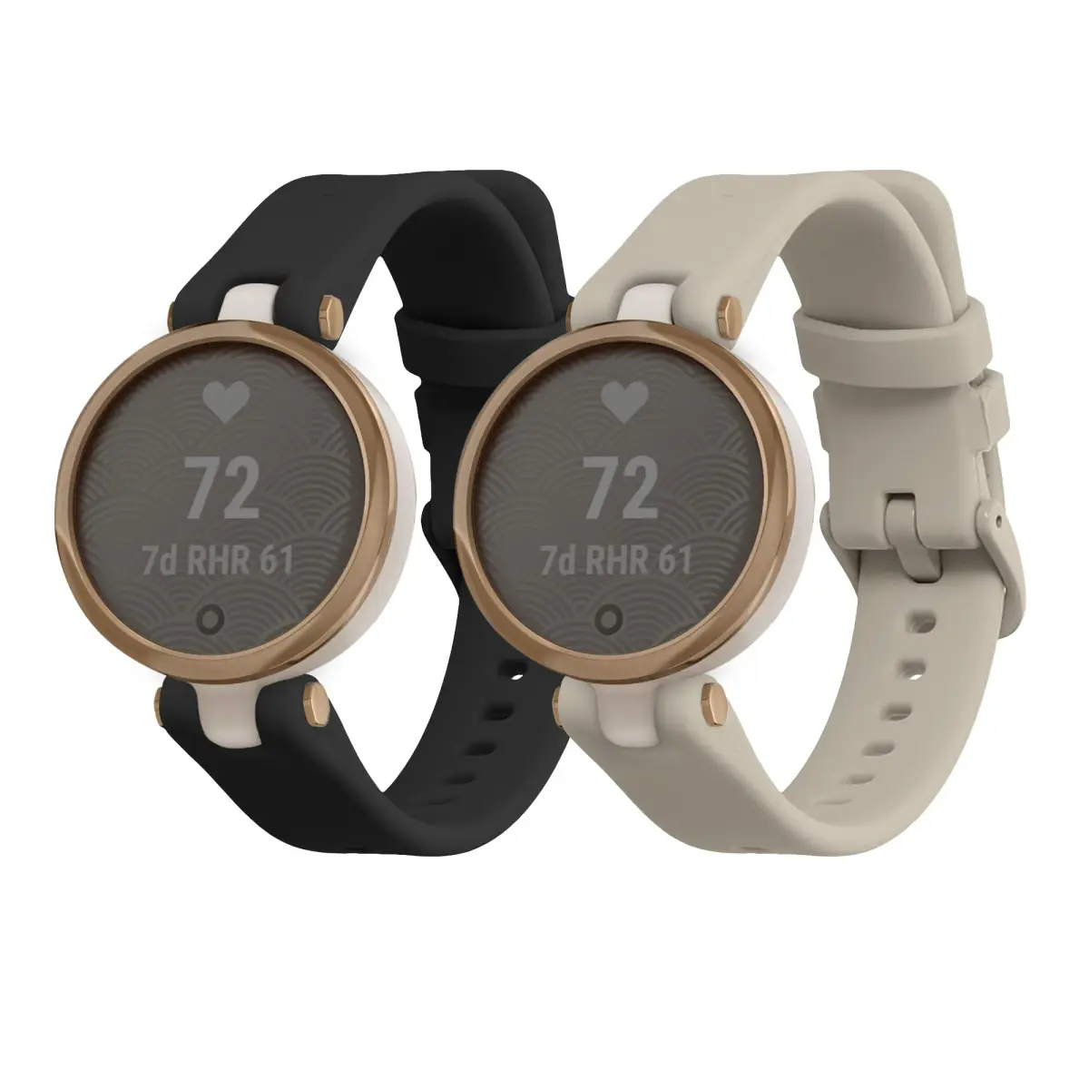 kwmobile Replacement Silicone Watch Bands for Garmin Lily Sport (2-Pack, Black/Beige) | Adjustable, Waterproof, Durable - main product image