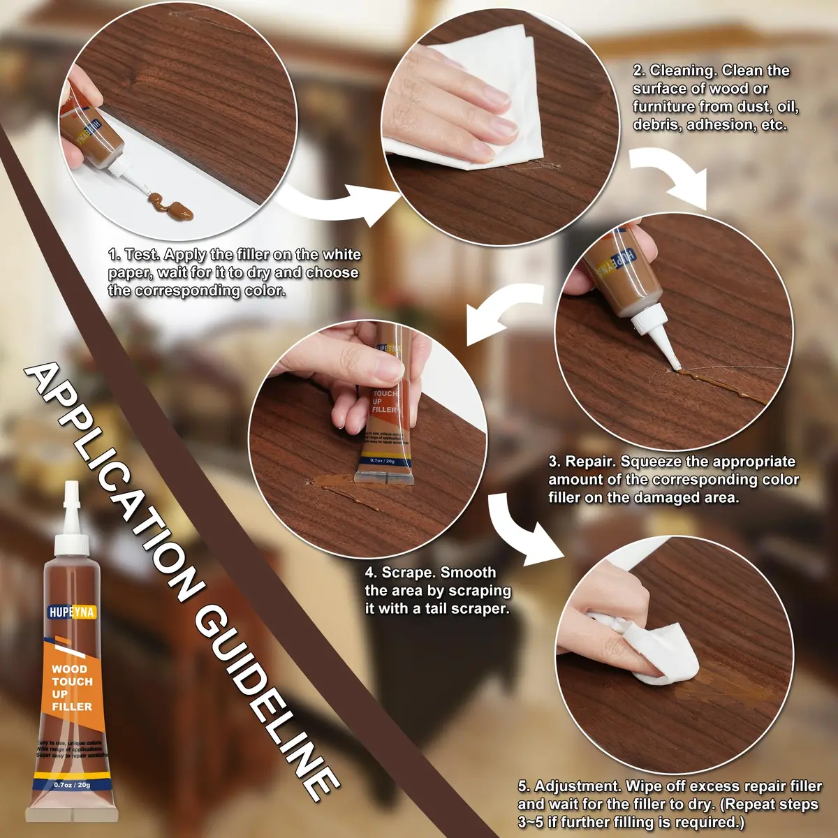 Hupeyna Wood Furniture Repair Kit, 12 Colors, Wood Fillers | Restore Scratches & Chips - view 5