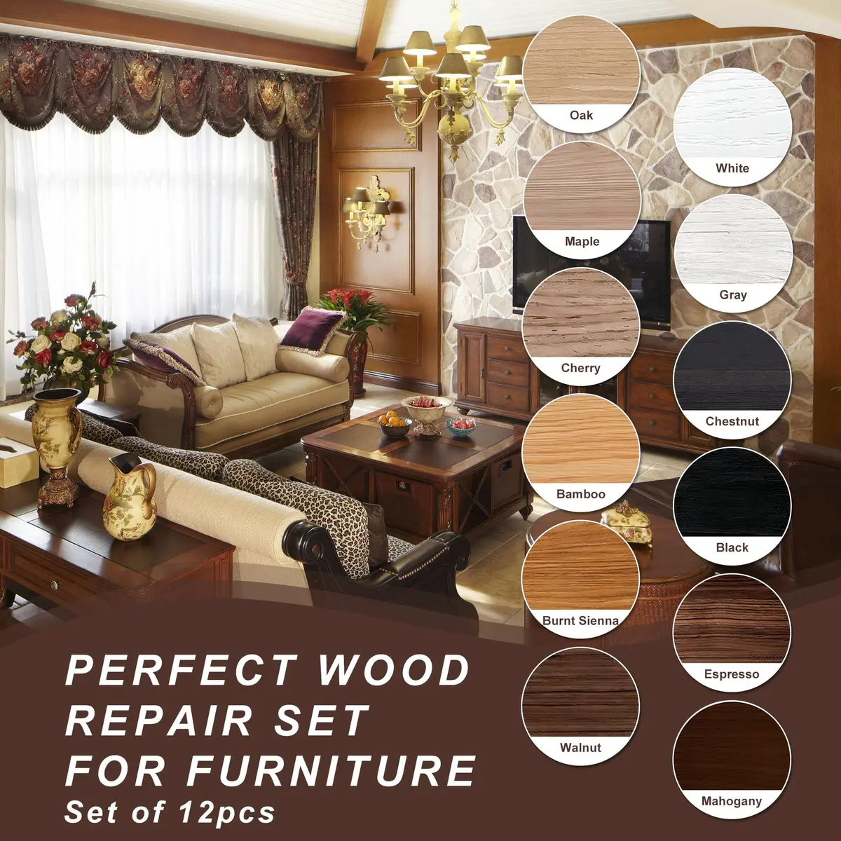 Hupeyna Wood Furniture Repair Kit, 12 Colors, Wood Fillers | Restore Scratches & Chips - view 6
