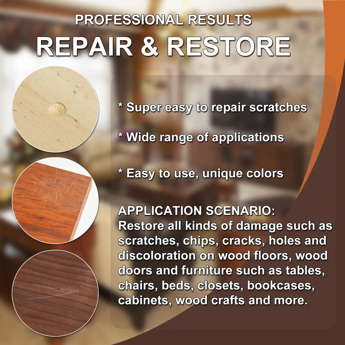 Hupeyna Wood Furniture Repair Kit, 12 Colors, Wood Fillers | Restore Scratches & Chips - view 2