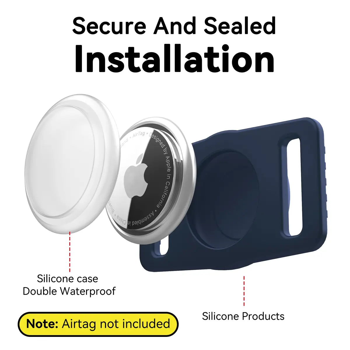 GOCII Airtag Dog Collar Holder 2 Pack, Waterproof Silicone AirTag Case for Apple AirTag (Gen 1 & 2) - Navy - view 2