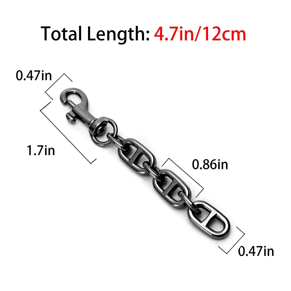 COICOIC Black 2Pcs Purse Strap Extender | 12cm (4.7") - view 2