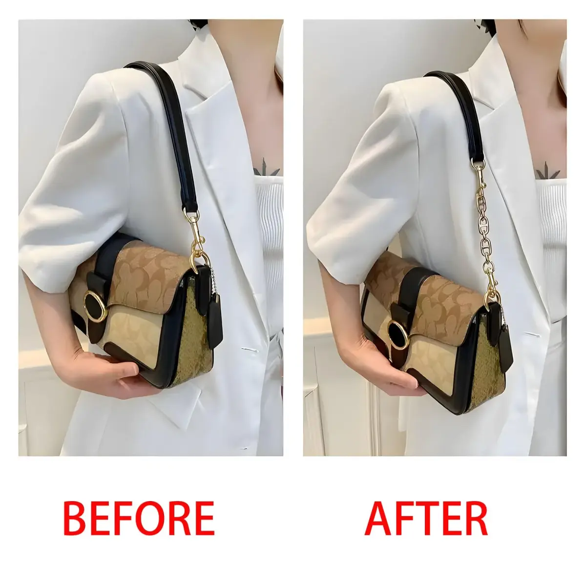 COICOIC Gold 2pcs Bag Chain Extender 12cm (4.7") | Adds Length for Shoulder & Crossbody Wear - view 3