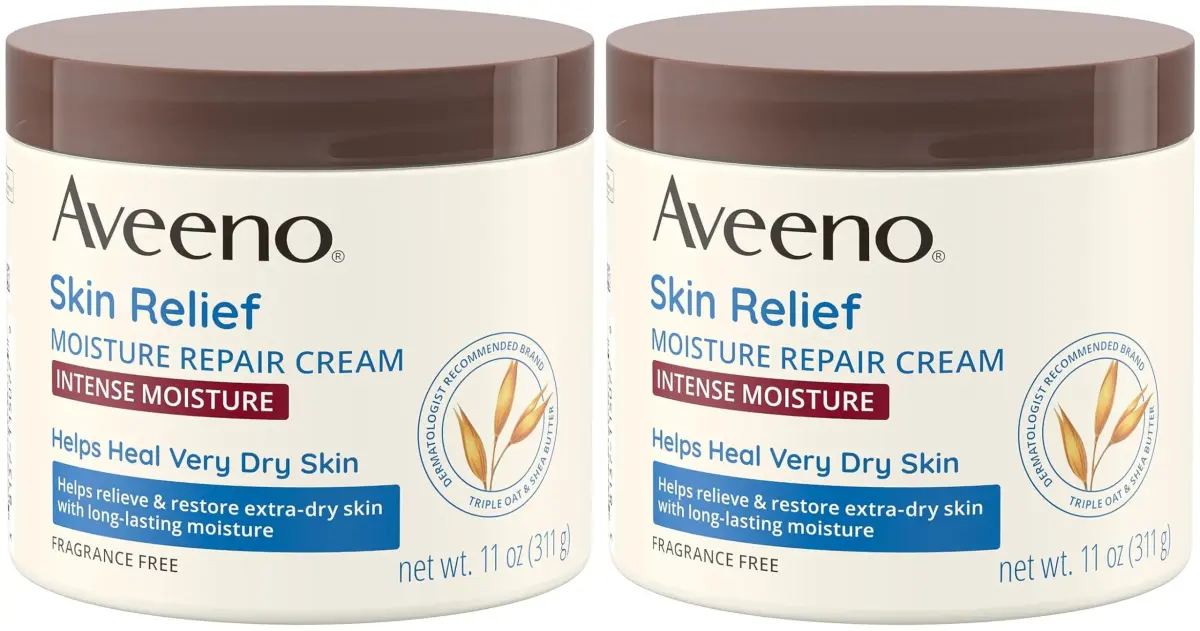 Aveeno Skin Relief Intense Moisture Repair Body Cream Pack of 2 | Fragrance-Free, 660ml (22 Fl Oz) | Triple Oat & Shea Butter for Extra-Dry Skin - main product image