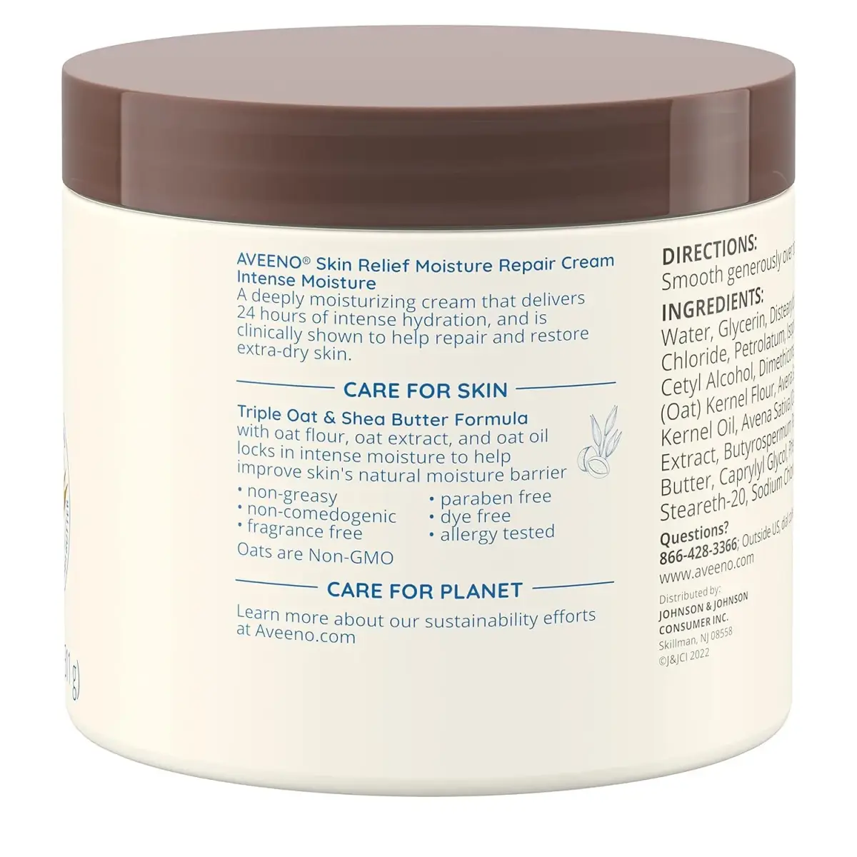 Aveeno Skin Relief Intense Moisture Repair Body Cream Pack of 2 | Fragrance-Free, 660ml (22 Fl Oz) | Triple Oat & Shea Butter for Extra-Dry Skin - view 7