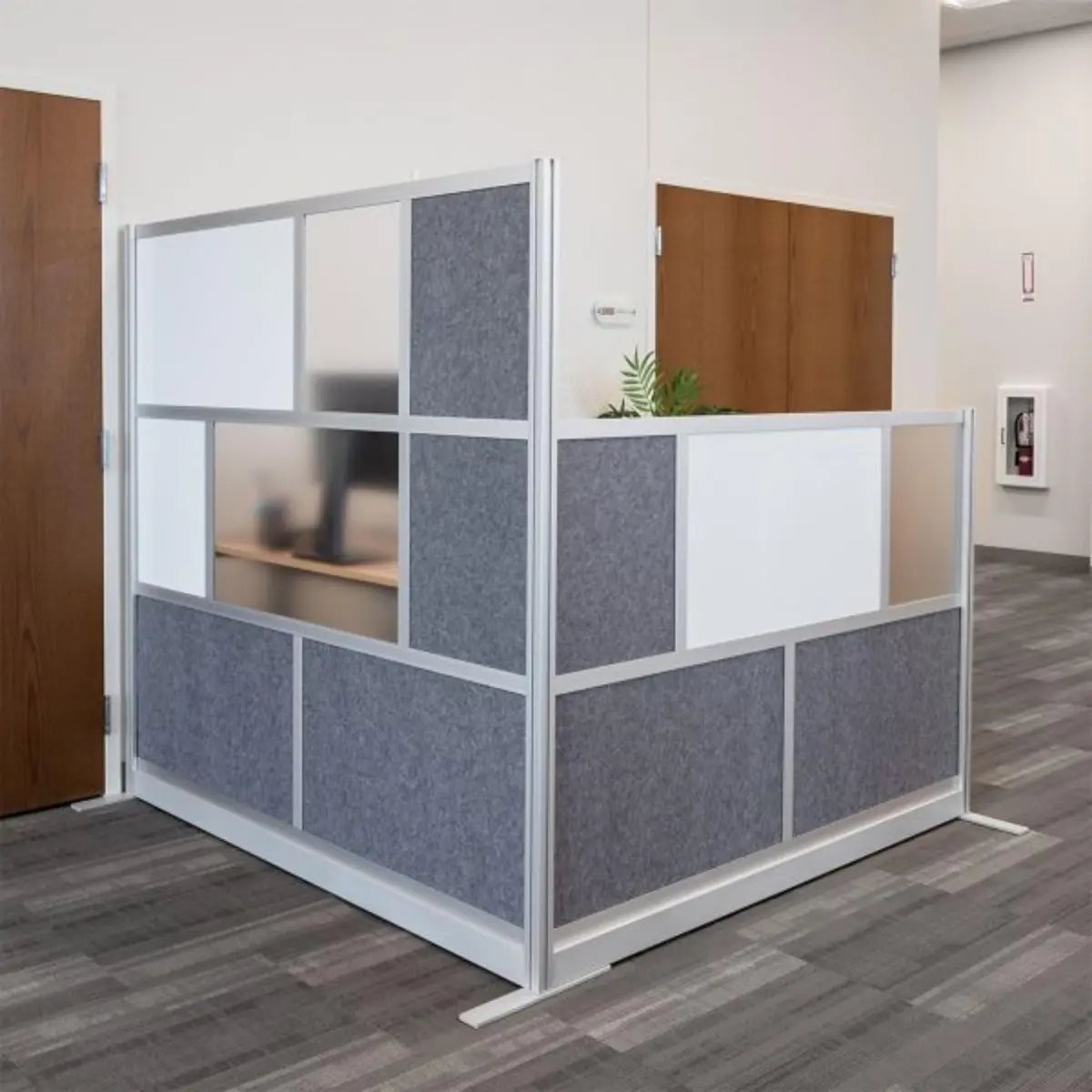 Luxor MW-7070-XWCG Modular Room Divider Wall System - 70" x 70" Add-On Wall - Silver Frame, Whiteboard | Versatile Office & Classroom Solution - view 3
