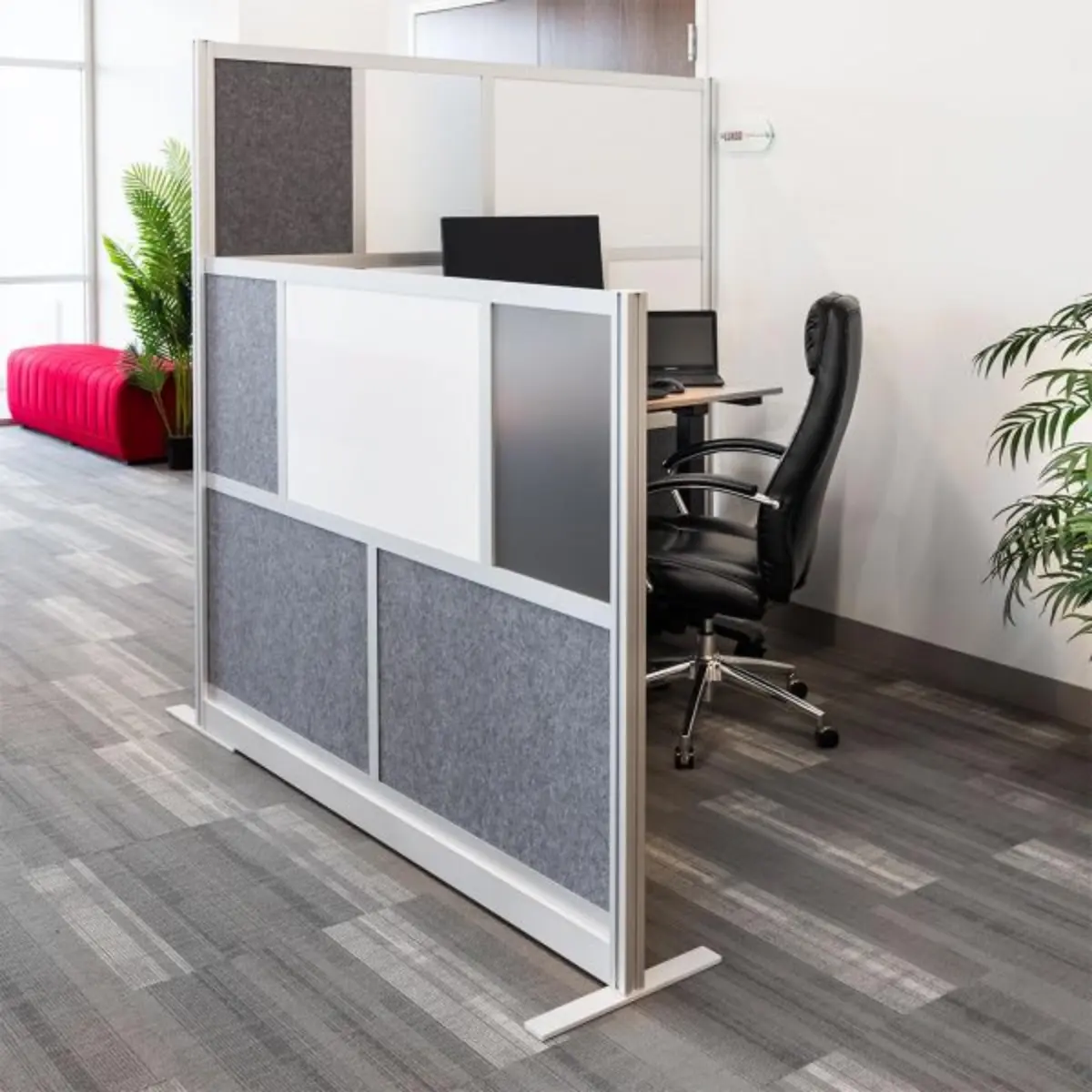 Luxor MW-7070-XWCG Modular Room Divider Wall System - 70" x 70" Add-On Wall - Silver Frame, Whiteboard | Versatile Office & Classroom Solution - view 4