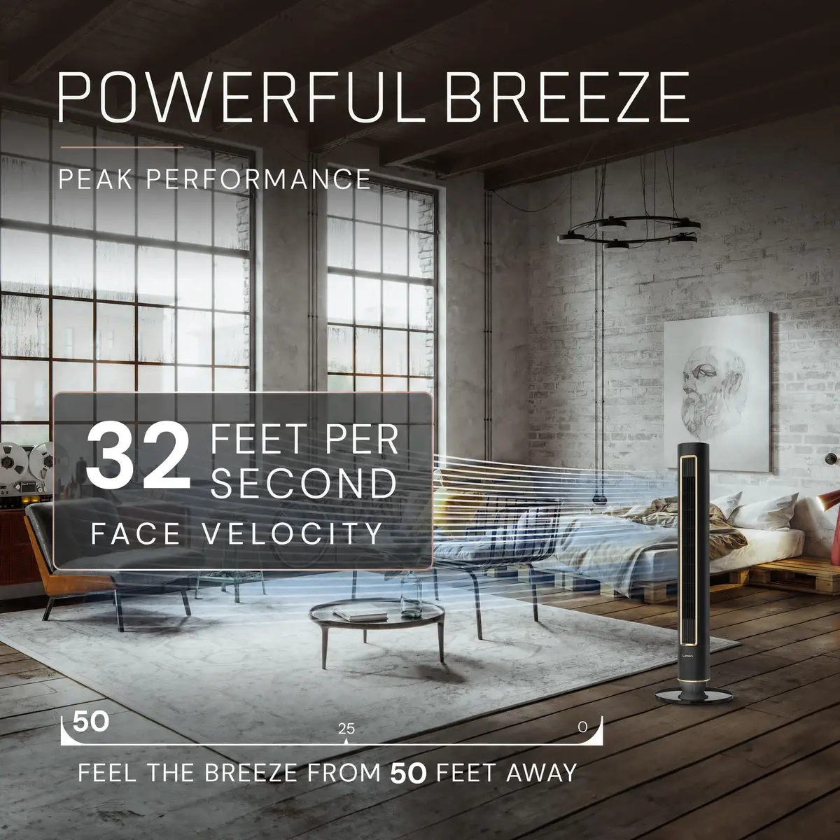 Lasko 40" Pinnacle DC Tower Fan with Remote | Whisper-Quiet 24 dBA, 12 Speeds, Night Mode - view 3