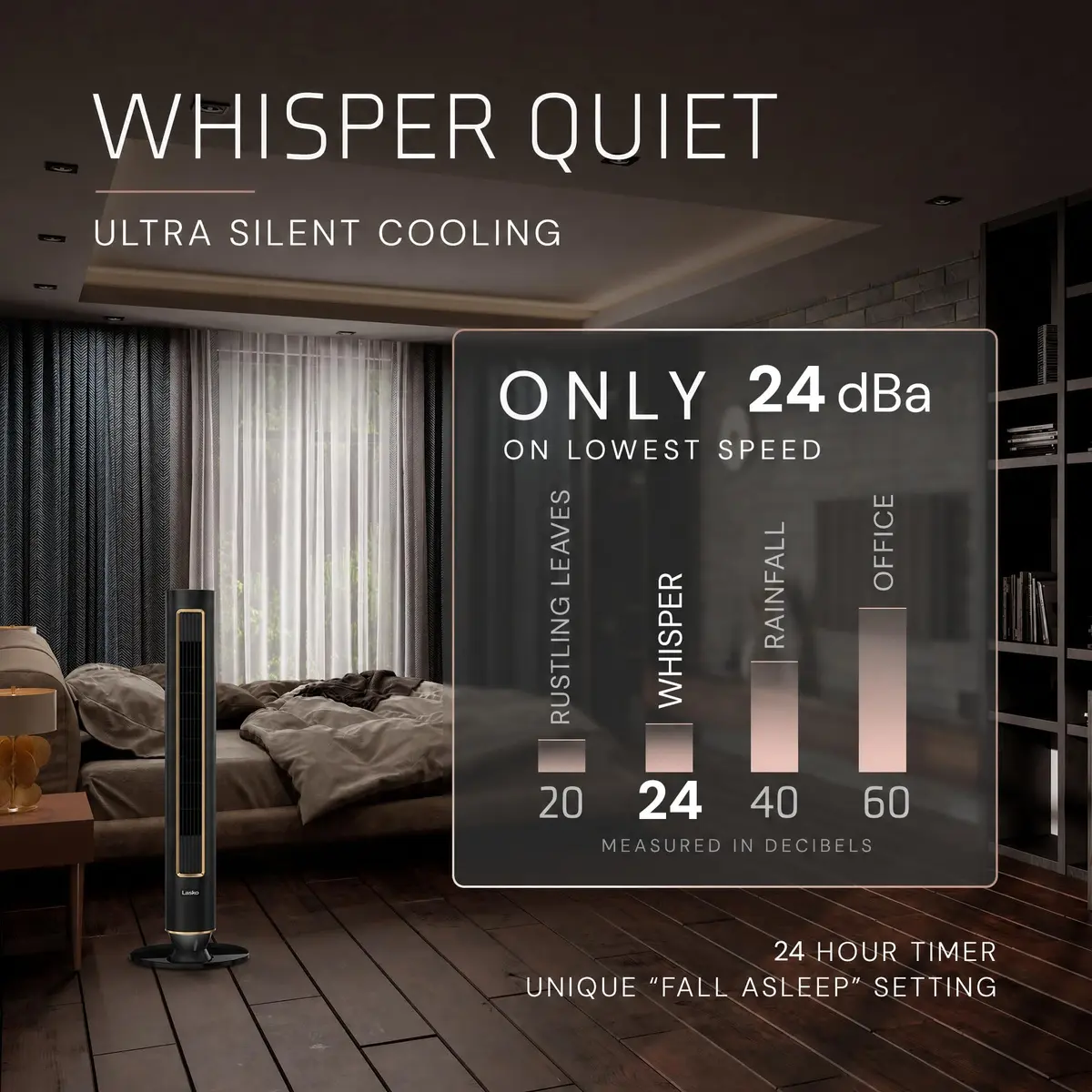 Lasko 40" Pinnacle DC Tower Fan with Remote | Whisper-Quiet 24 dBA, 12 Speeds, Night Mode - view 4